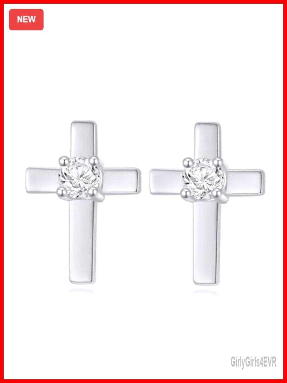 Lab Grown Diamond Cross Stud Earrings S925 Sterling Silver